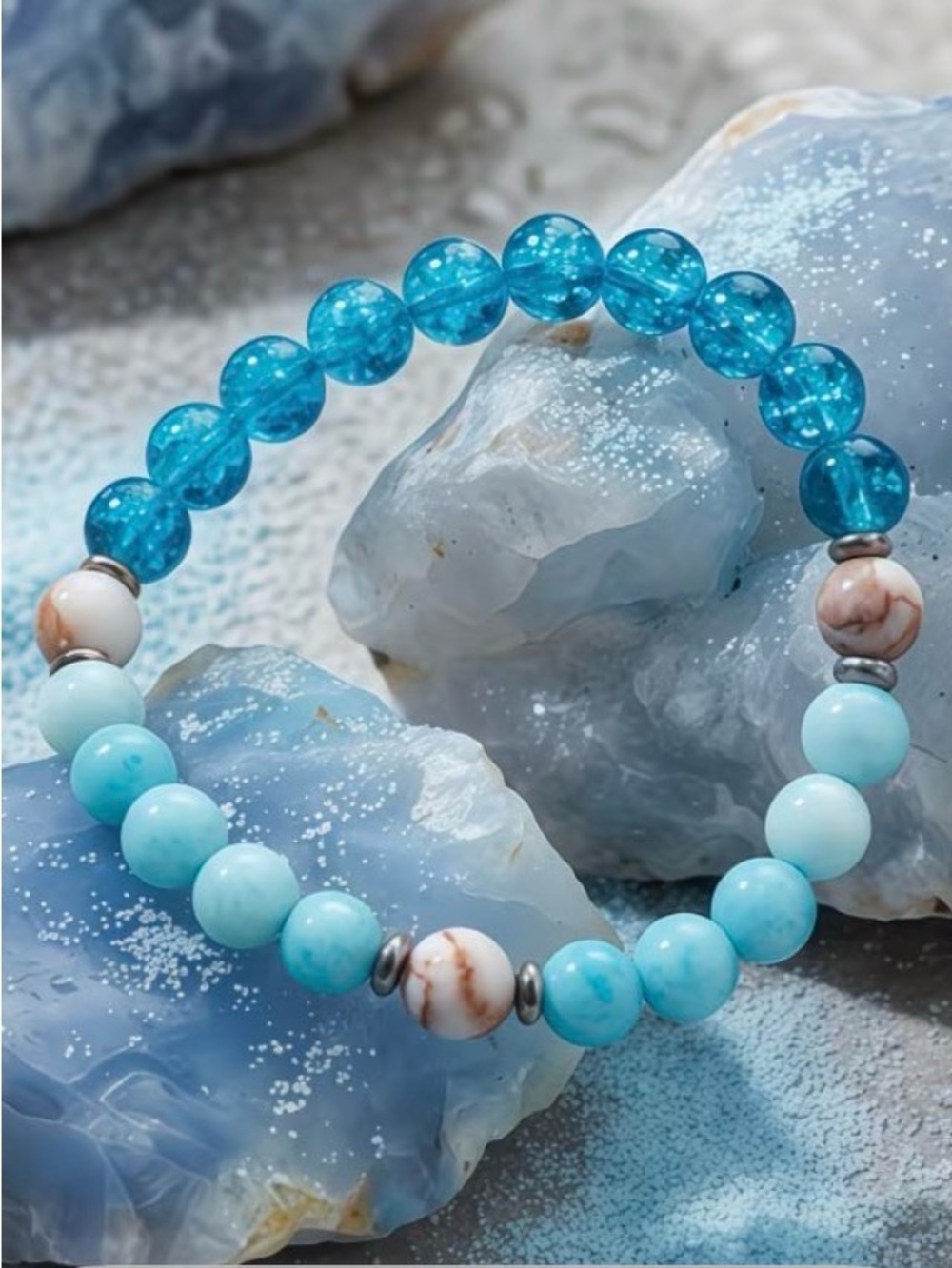 💥3/$15💥 Ocean Blue Natural Stones Stretch Bracelet